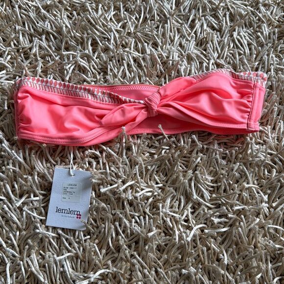 Lemlem Lena Bandeau Bikini Top in Coral Size M - Picture 3 of 7